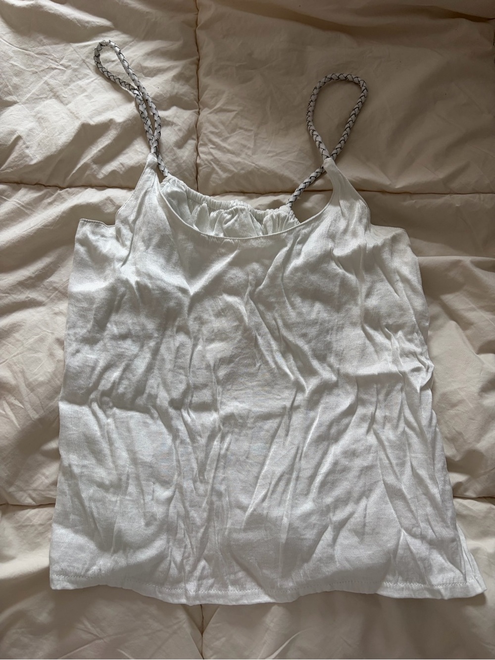 Classic White Braided-Strap Camisole